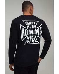 BoohooMAN - Regular Fit Cross Graphic Long Sleeve T-Shirt Cotton - Lyst