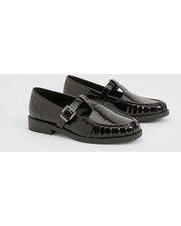 Boohoo - Ruched Detailed T Bar Loafers - Lyst