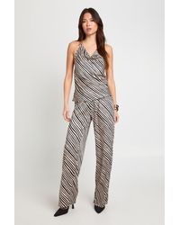 Boohoo - Zebra Satin Halter Top & Trouser Co Ord - Lyst