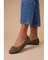 Good for the Sole - Tara Faux Suede Bow Detail Comfort Sock Ballet Pumps - Lyst