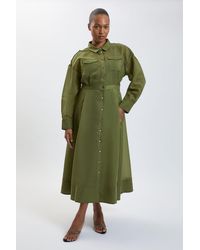 Karen Millen - Plus Size Trim Detail Organdie Midi Shirt Dress - Lyst
