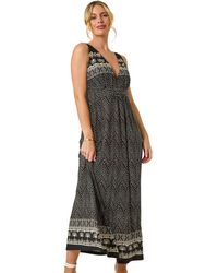 Roman - Petite Palm Print Border Maxi Dress - Lyst