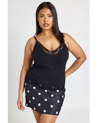 Boohoo - Plus Lace Trim Tie Keyhole Top - Lyst