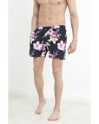 Brave Soul - Black 'chelsea' Tropical Print Swim Shorts - Lyst