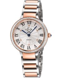 Gv2 - Rome Brillante Diamond 316L Stainless Steel Iprg Case, Dial, Two Toned Ss/Iprg Bracelet Watch - Lyst