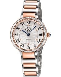 Gv2 - Rome Brillante Diamond 316L Stainless Steel Iprg Case, Dial, Two Toned Ss/Iprg Bracelet Watch - Lyst