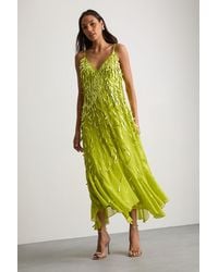 Warehouse - Premium Teardrop Embellished Bias Cut Midi Dress - Lyst