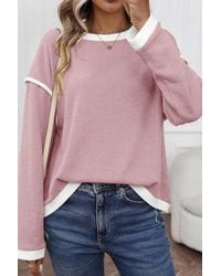Azura Exchange - Contrast Trim Long Sleeve Knit - Lyst