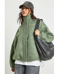 Boohoo - Textured Wool Look Bomber Jacket - Lyst