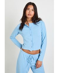 Boohoo - Stripe Button Through Long Sleeve Top - Lyst
