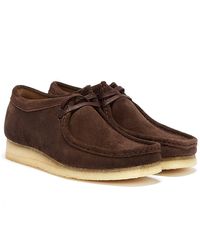 Clarks - Wallabee Suede Dark Shoes - Lyst