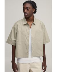 BoohooMAN - Boxy Cropped Half Sleeve Oxford Shirt - Lyst