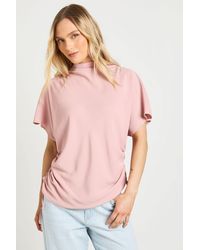 Boohoo - Petite Loose Ruched Side Body Top - Lyst