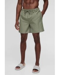 BoohooMAN - Mid Length Swim Short In Khaki - Lyst