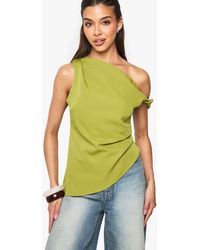 Boohoo - Woven Draped Asymmetric Top - Lyst