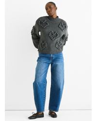 Gini London - Heart Bubble Chunky Knit High Neck Jumper - Lyst
