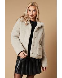 Oasis - Teddy Shearling Button Through Short Jacket - Lyst