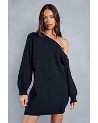 MissPap - Knitted Oversized Off The Shoulder Jumper Dress - Lyst