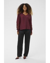 Cream - Blouse Met Lange Mouwen Crtina Relaxed Fit Burgundy - Lyst