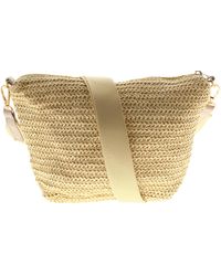 Wynsors - Small Crossbody Bag Woven Effect Laze Zip Fastening Natural Cream - Lyst