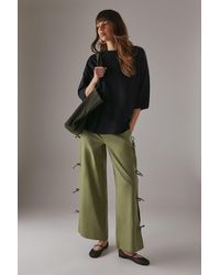 Warehouse - Tie Side Wide Leg Trousers - Lyst