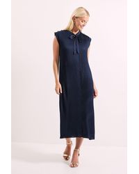 PRINCIPLES - Pleated Satin Column Tie Back Midi Dress - Lyst
