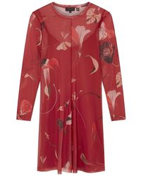 Ted Baker - Mesh Long Sleeve Printed Midi Dress - Lyst