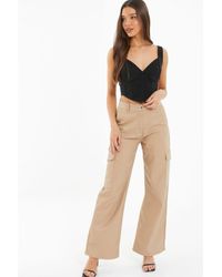 Quiz - Faux Leather Cargo Trousers - Lyst