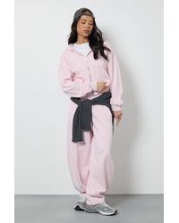 Boohoo - Boxy Zip Through Hoodie And Barrel Leg Jogger Tracksuit - Lyst