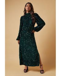 Quiz Rose Gold Sequin Embroidered High Neck Bodycon Dress in Black | Lyst UK Quiz Rose Gold Sequin Embroidered High Neck Bodycon Dress in Black | Lyst UK
