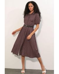 Bigdart - Polka Dot Belted Midi Shirt Dress - Lyst