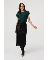 Izabel London - Sequin Embellished Pencil Midi Skirt - Lyst