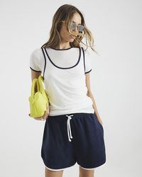 River Island - T-Shirt Short Sleeve Double Layered Viscose - Lyst