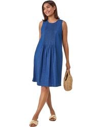 Roman - Denim Pintuck Detail Pocket Dress - Lyst