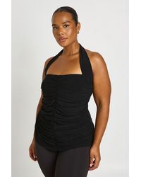 Boohoo - Plus Halter Neck Ruched Square Top - Lyst