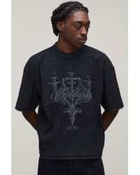 BoohooMAN - Acid Oversized Boxy Exposed Seam Chandelier Print T-Shirt Cotton - Lyst
