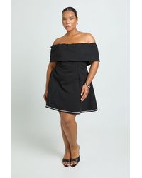 Boohoo - Plus Structured Diamante Bardot Skater Dress - Lyst