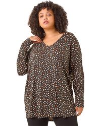 Roman - Curve Spotted V-Neck Stretch Top - Lyst