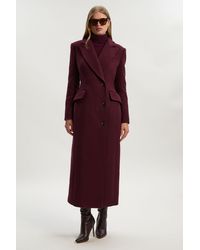Karen Millen - Wool Blend Tailored Fitted Maxi Coat - Lyst