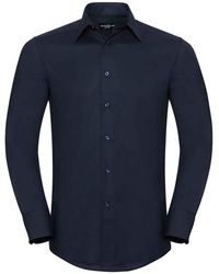 Russell - Russell Collection Oxford Getailleerd Formeel Overhemd Met Lange Mouwen (heldere Marine) - Lyst