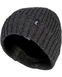 Heat Holders - Ribbed Knit Fleece Lined Insulated Warm Turn Over Cuff Thermal Winter Beanie Hat - Lyst