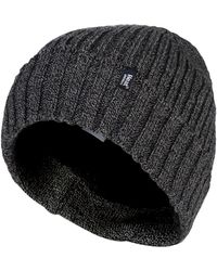 Heat Holders - Ribbed Knit Fleece Lined Insulated Warm Turn Over Cuff Thermal Winter Beanie Hat - Lyst