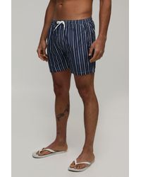 BoohooMAN - Striped Mid Length Swim Shorts - Lyst