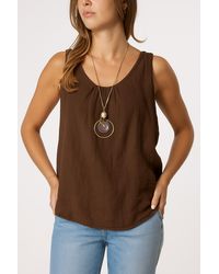 Blue Vanilla - Sleeveless Basic Necklace Crosshatch Top - Lyst