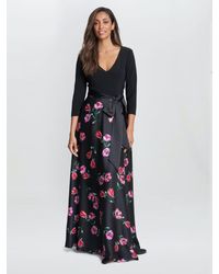 Gina Bacconi - Athena Print Floral Satin Jersey Dress - Lyst