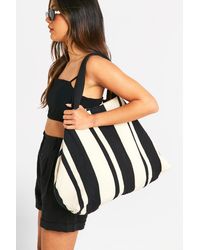 Boohoo - Stripe Canvas Beach Tote Bag - Lyst