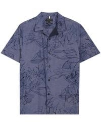 Ted Baker - Terroni Regular Chambray Floral Dark Shirt - Lyst