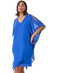 Roman - Embellished Cold Shoulder Overlay Dress - Lyst