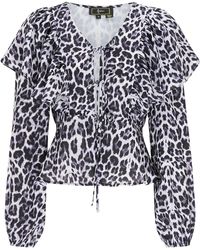 faina - Blouse Zwart Wit Leo - Lyst