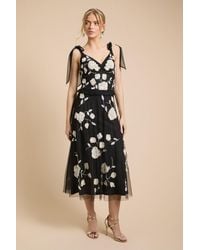 Oasis - Tie Shoulder Floral Embellished Midaxi Dress - Lyst